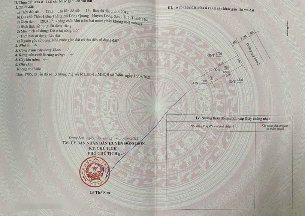 Đất nền 120m² Phường Đông Quang, Thanh Hóa - Giá 1 tỷ, sổ đỏ chính chủ!