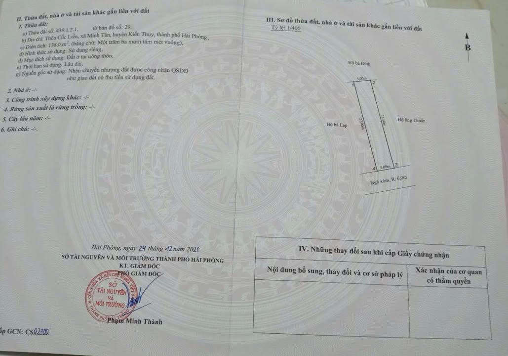 Đất nền đẹp tại Cốc Liễn, Minh Tân, Kiến Thụy, Hải Phòng 138m² giá 1.1 tỷ - Đầu tư sinh lời ngay!