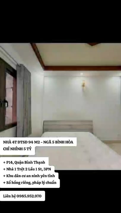Nhà 4 tầng Bình Thạnh 94m² giá 5 tỷ - Khu dân cư an ninh yên tĩnh!
