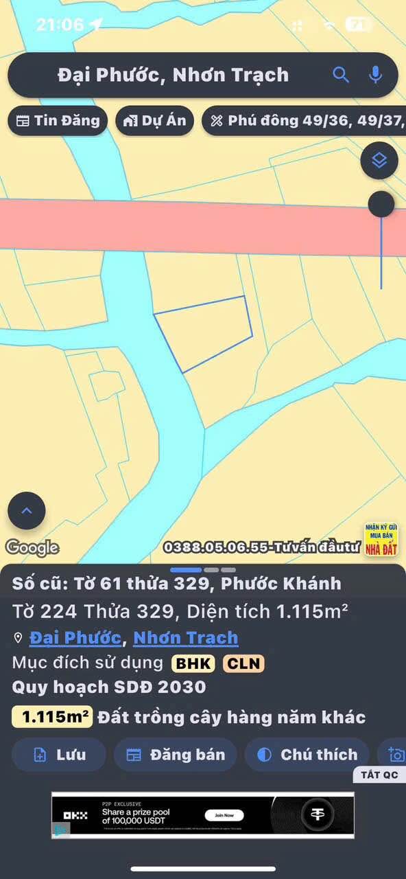 Đất nền xã Phước Khánh 1115m² giá 800 triệu - Cơ hội đầu tư lý tưởng!