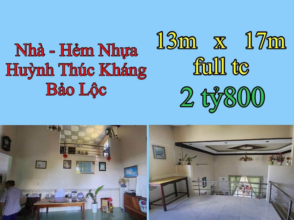 Nhà phố Huỳnh Thúc Kháng Bảo Lộc 221m² giá 2.8 tỷ - Hẻm nhựa ô tô vào tận nơi!