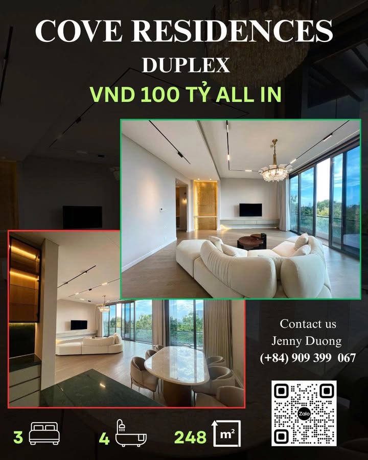 Căn hộ Duplex Cove Residences Thủ Thiêm 248m² giá 100 tỷ - View sông Saigon tuyệt đẹp!