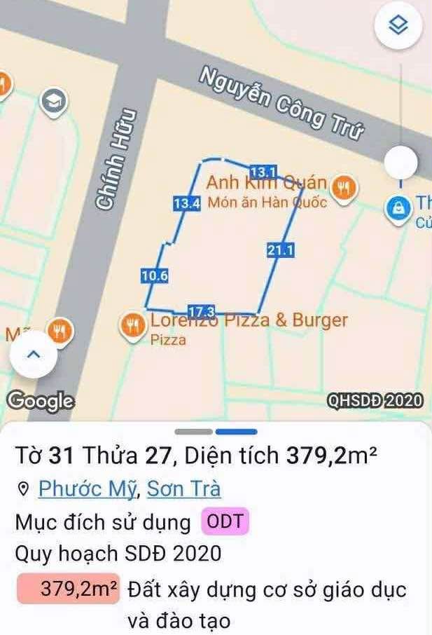 Cho thuê lô góc 2 mặt tiền Nguyễn Công Trứ, Sơn Trà 379m² - Đầu tư sinh lời ngay hôm nay!