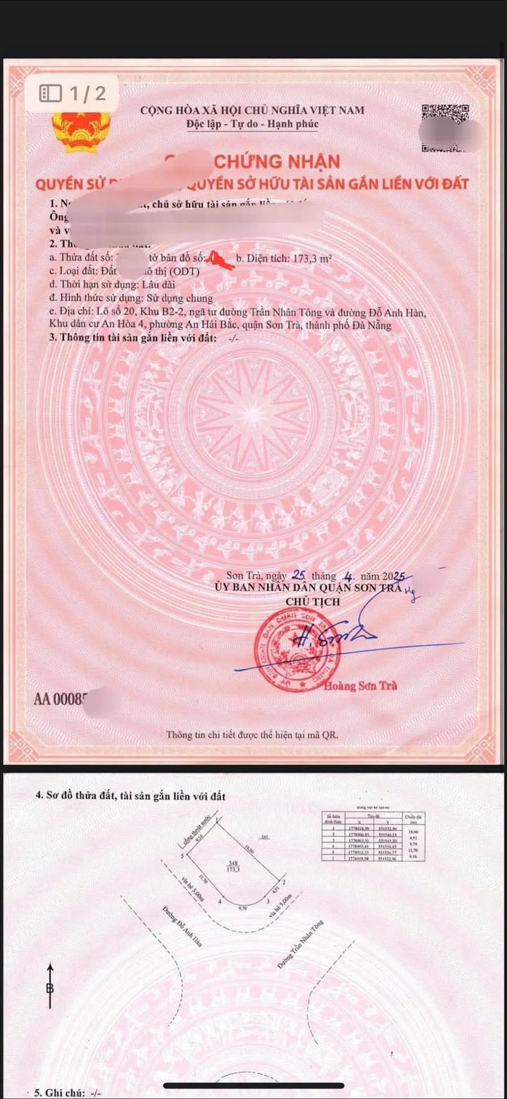 Đất nền lô góc Trần Nhân Tông - Đỗ Anh Hàn, Sơn Trà, 173m² giá 29.9 tỷ - Cơ hội đầu tư tuyệt vời!