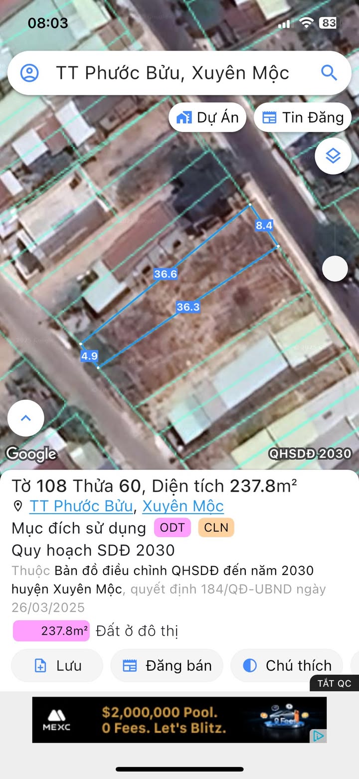 Đất nền Hồ Tràm 237m² giá thỏa thuận - Đường nhựa 2 mặt