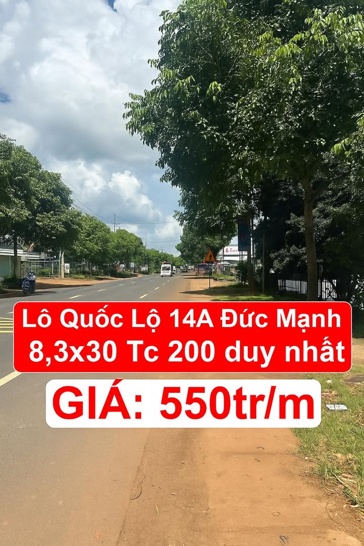 Đất nền Quốc Lộ 14A, Đức Mạnh, Đắk Mil 200m² giá chỉ 550 triệu - Cơ hội hiếm có!