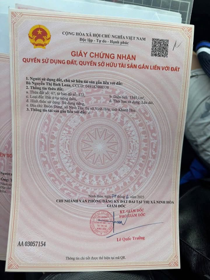 Đất nền Ninh Tây, Ninh Hòa 1345m² giá 2.2 tỷ - Đầu tư sinh lời ngay!