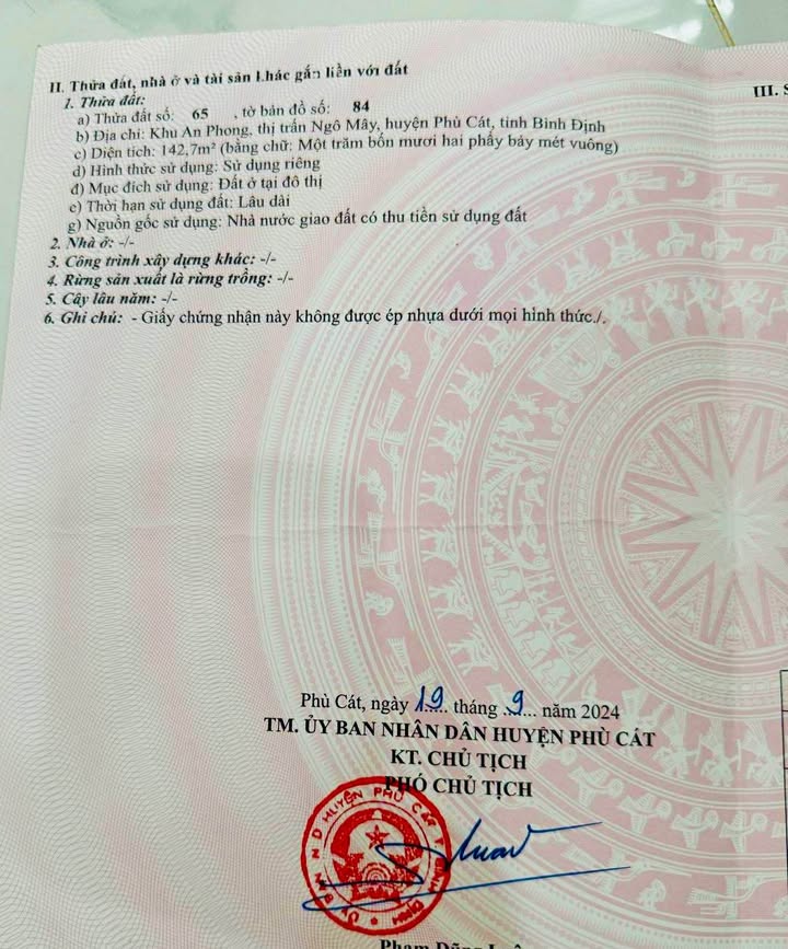 Đất nền góc 143m² tại Khu An Phong, TT Ngô Mây, Phù Cát - Giá chỉ 700 triệu!