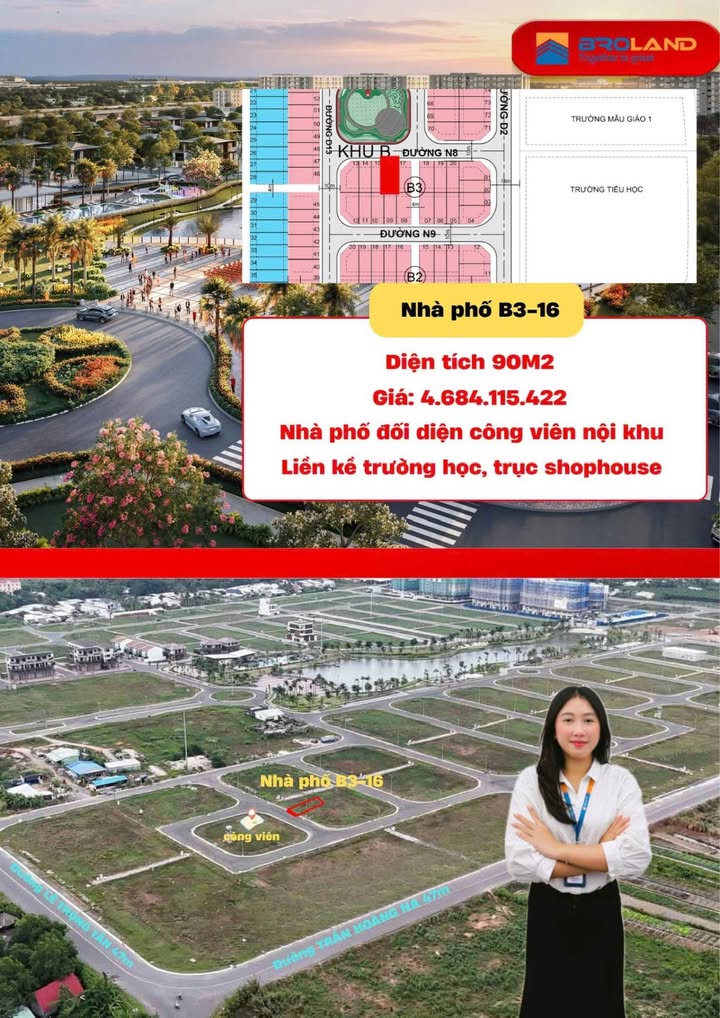 Đất nền nhà phố tại Nam Long II Central Lake 90m² giá 4.684 tỷ - Đối diện công viên