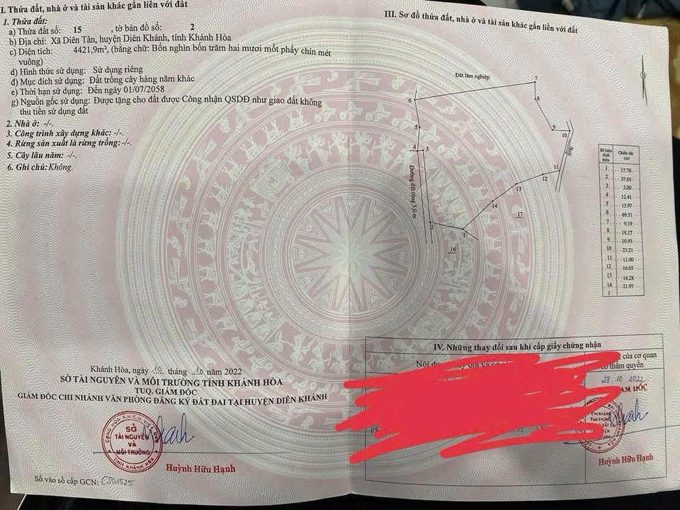 Đất nền Diên Tân 4422m² giá 2.85 tỷ - Cơ hội đầu tư hấp dẫn!