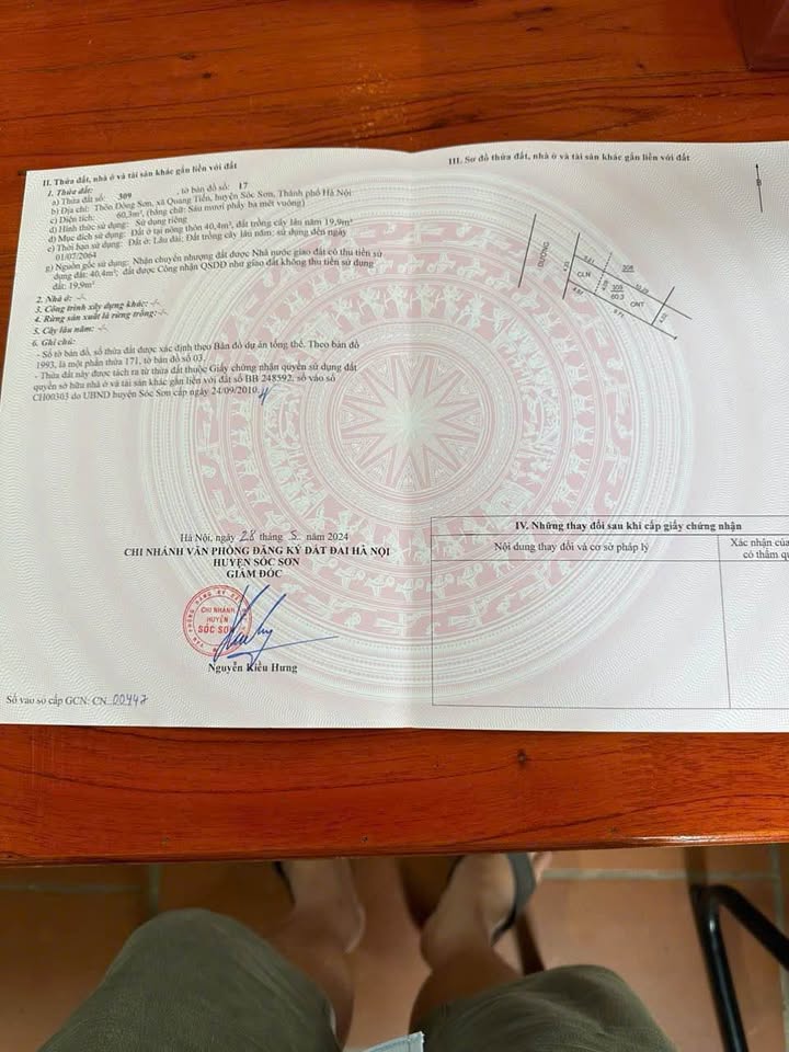 Bán đất Quang Tiến, Sóc Sơn, Hà Nội - Diện tích 60.3m², Chính chủ 100%