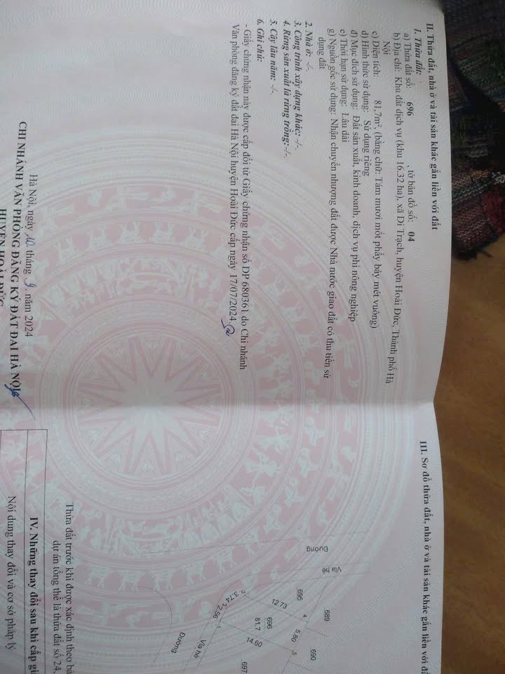 Đất dịch vụ Di Trạch Hoài Đức 82m² giá 11.48 tỷ - Sổ đỏ chính chủ, đầu tư sinh lời!