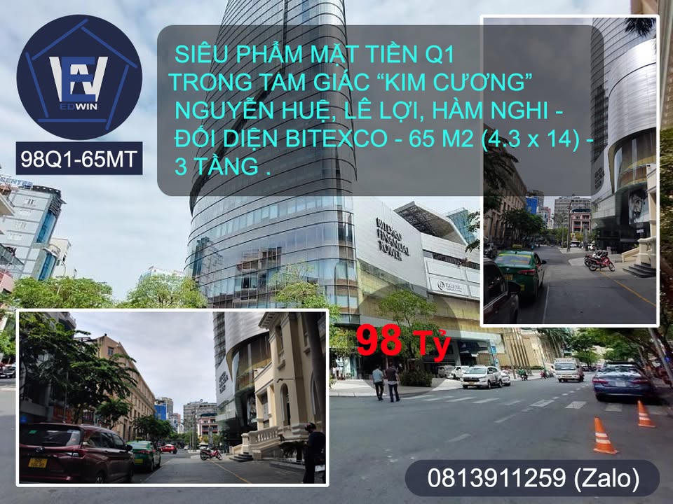 Nhà mặt tiền quận 1, 65m² giá 98 tỷ - Đầu tư sinh lời bền vững!