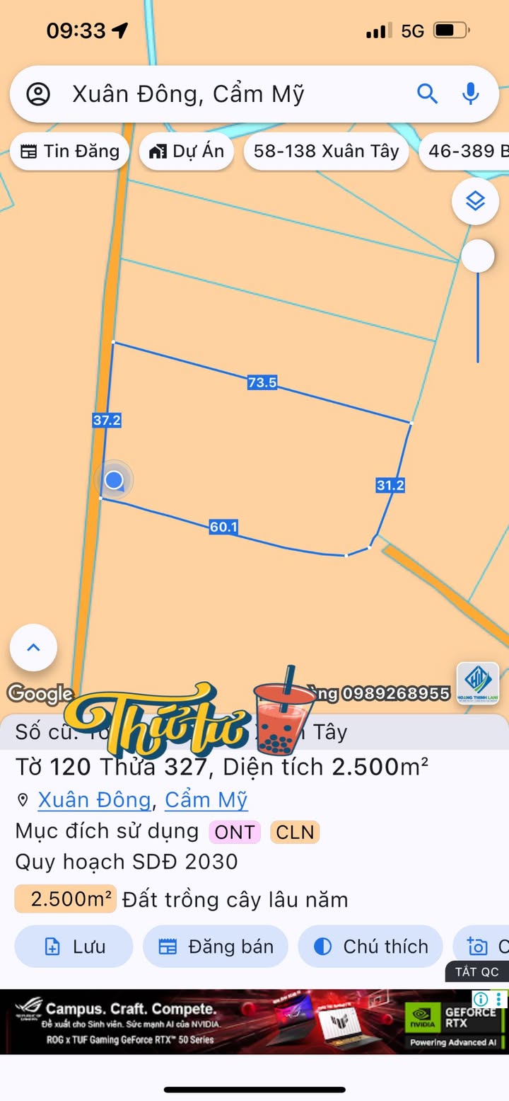 Đất vườn tại xã Xuân Đông 2500m² giá 6.96 tỷ - Lô gốc 2 mặt tiền, tiện ích đầy đủ!