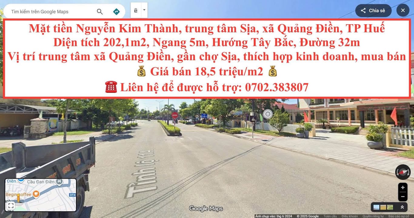 Đất mặt tiền Nguyễn Kim Thành, Quảng Điền, 202m² chỉ 3.737 tỷ - Cơ hội đầu tư sinh lời!