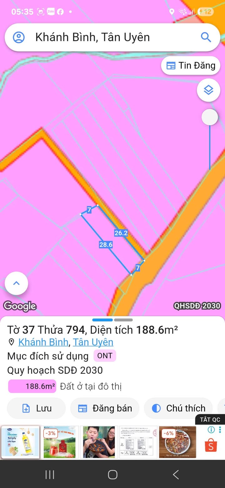 Đất nền lô góc 2 mặt tiền tại Khánh Bình, Tân Uyên 196m² giá 3 tỷ - Cơ hội đầu tư hiếm có!