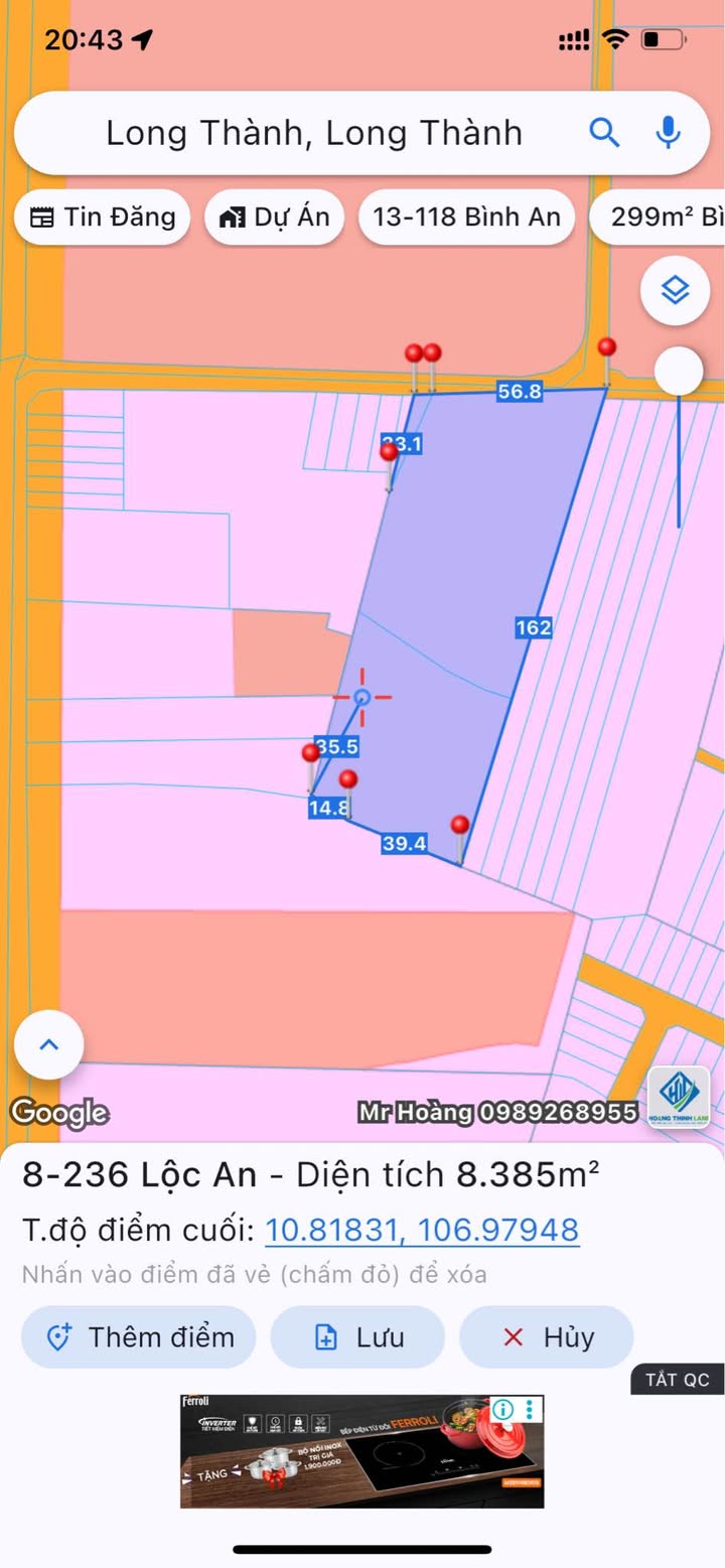 Đất nền Lộc An Long Thành 84000m² - Mặt tiền đường rộng, thích hợp kho bãi!