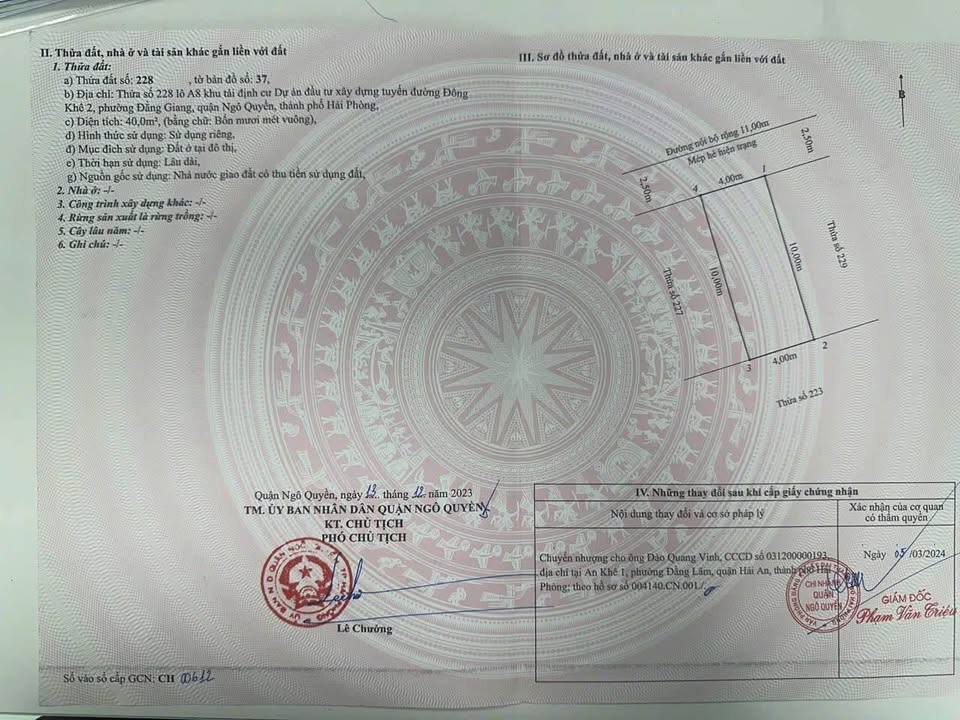 Đất nền TĐC Cây Đa Hải Phòng 40m² giá 4.36 tỷ - Đường rộng ô tô đỗ thoải mái!