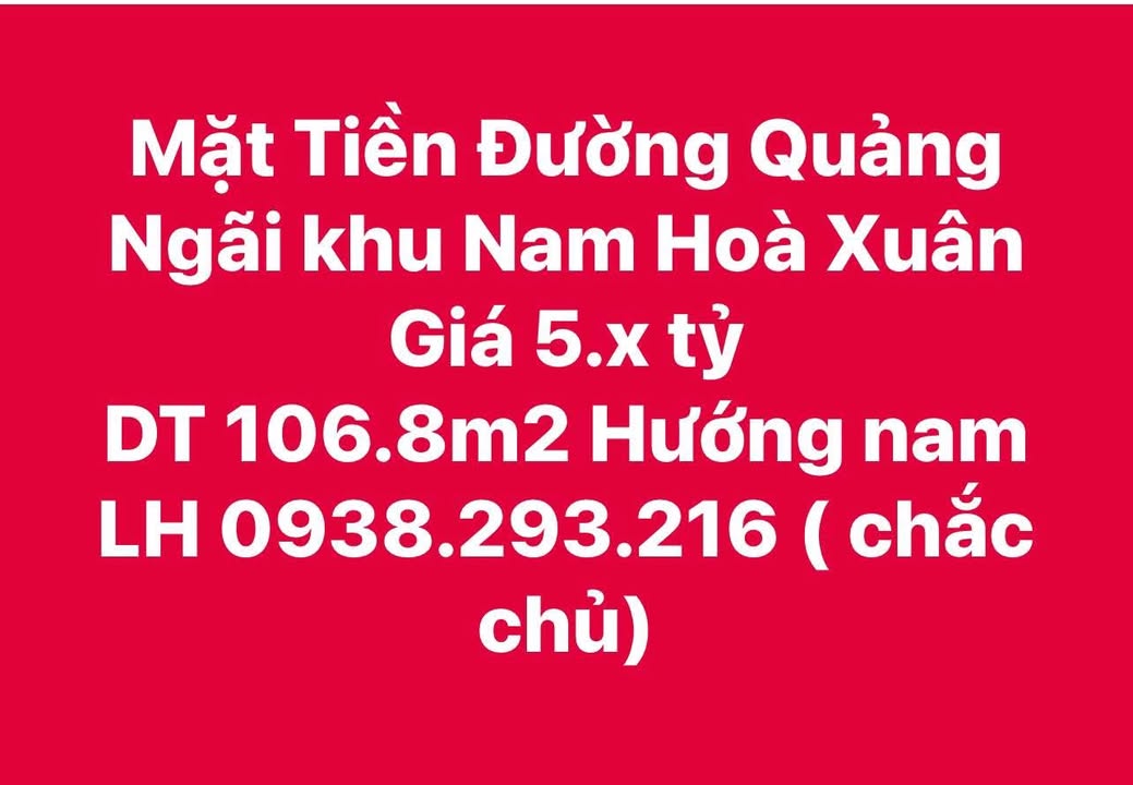 Nhà mặt tiền đường Quảng Ngãi, Ngũ Hành Sơn, Đà Nẵng - 106.8m² giá 5 tỷ - Cơ hội đầu tư hiếm có!