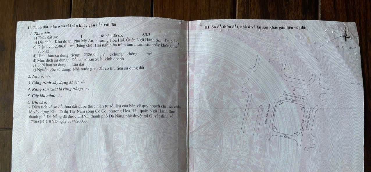 Đất góc 3 mặt tiền Trần Đại Nghĩa, Q. Ngũ Hành Sơn, Đà Nẵng - Diện tích 2386m², xây dựng tối đa 38 tầng!
