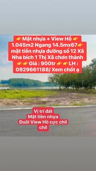 Đất nền mặt tiền đường số 12, xã Nha Bích, 1045m² - Giá chỉ 900 triệu!