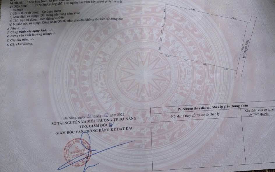 Đất vườn 2270m² phường Hải Vân Đà Nẵng - Giá chỉ 1.25 tỷ, đất vuông vắn!