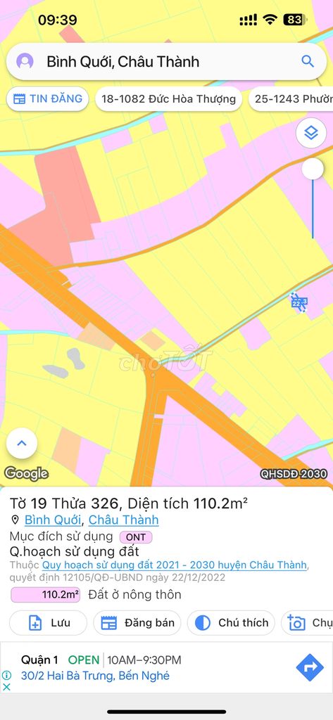 Đất thổ cư 110m² Bình Quới, Châu Thành chỉ 580 triệu - Sổ hồng riêng, xây dựng tự do!