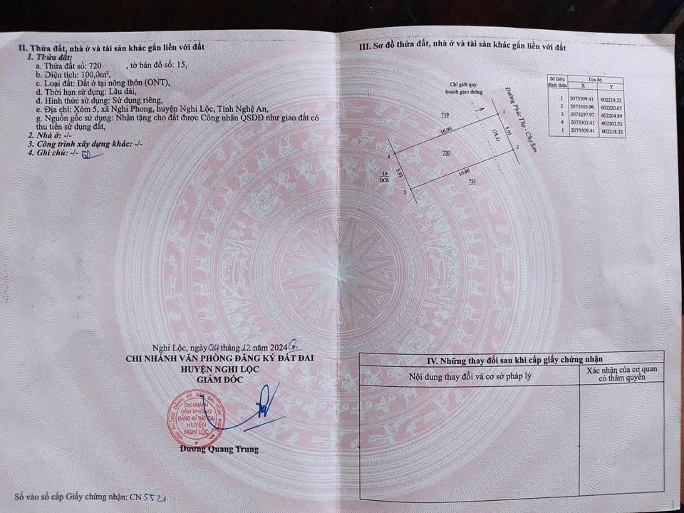 Đất nền Phúc Thọ, TP Vinh 100m² giá 1 tỷ - Cơ hội đầu tư sinh lời!