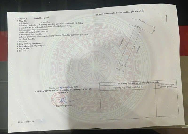 Đất nền Tràng Cát, Hải An 81m² giá 2.187 tỷ - Hướng Đông Bắc, đường xe công tránh nhau!