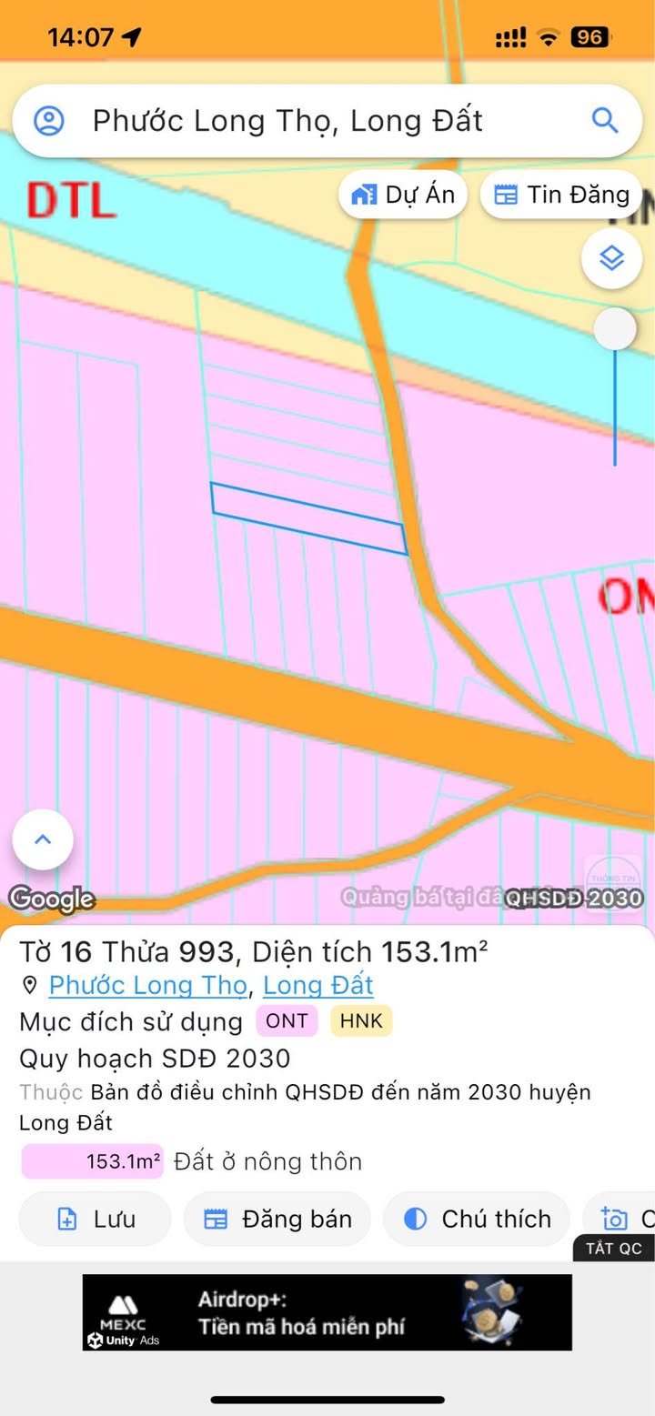 Lô đất Phước Long Thọ Đất Đỏ 153m² giá 650 triệu - Cơ hội đầu tư hấp dẫn!