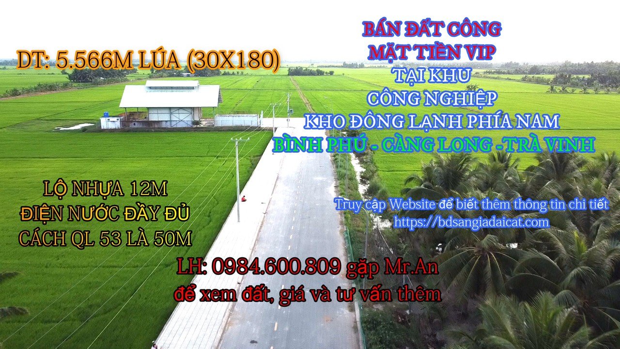 Đất Công tại xã Bình Phú, Càng Long, Trà Vinh 5.566m² giá 4.919 tỷ - Cơ hội đầu tư hấp dẫn!