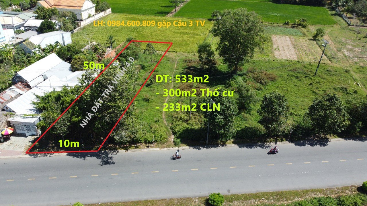 Đất mặt tiền đường Võ Nguyên Giáp, Trà Vinh 533m² giá 550 triệu - Cơ hội đầu tư hấp dẫn!