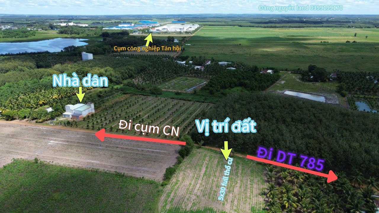 Đất thổ cư 150m² tại ấp Hội Thắng, Tây Ninh - Sổ hồng chính chủ, giá chỉ 246 triệu!