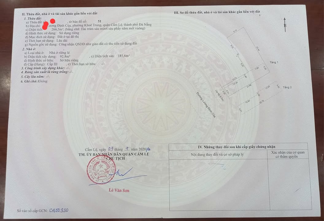 Nhà 2 tầng mặt tiền Lương Định Của, Khuê Trung, Đà Nẵng 267m² giá 14.5 tỷ - Bán gấp chính chủ!