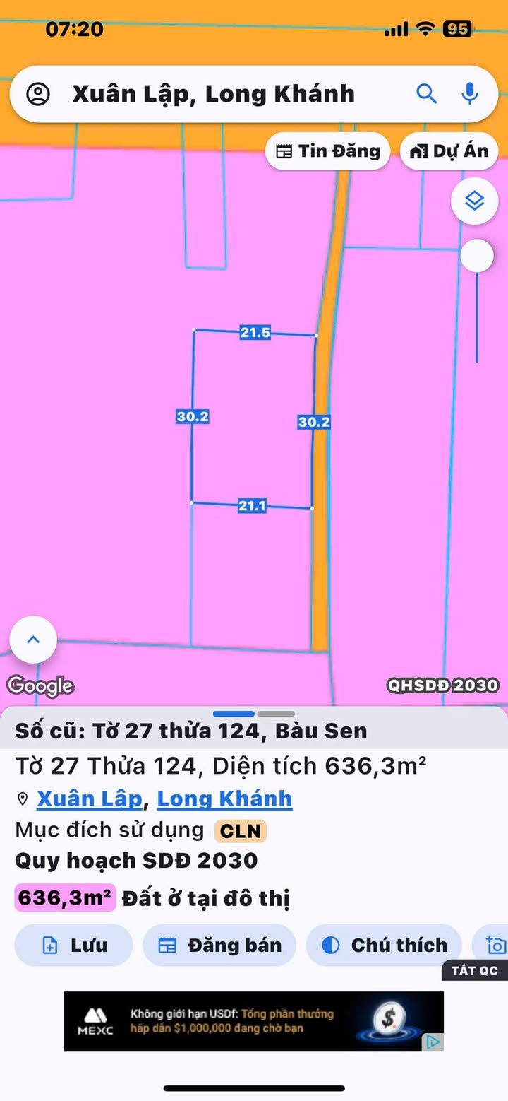 Đất nền Phường Xuân Lập 105m² giá 929 triệu - Sổ đỏ chính chủ, thổ cư 100%!