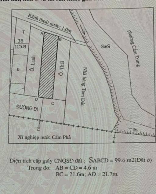 Đất thổ cư Cẩm Phả 99.6m² giá 2 tỷ - Mặt tiền 7m hướng Nam thoáng mát!