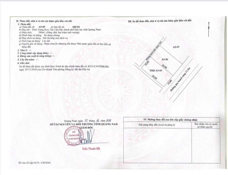 Đất nền Cẩm Hà Hội An 200m² giá 6 tỷ - Vị trí đẹp, đầu tư sinh lời!