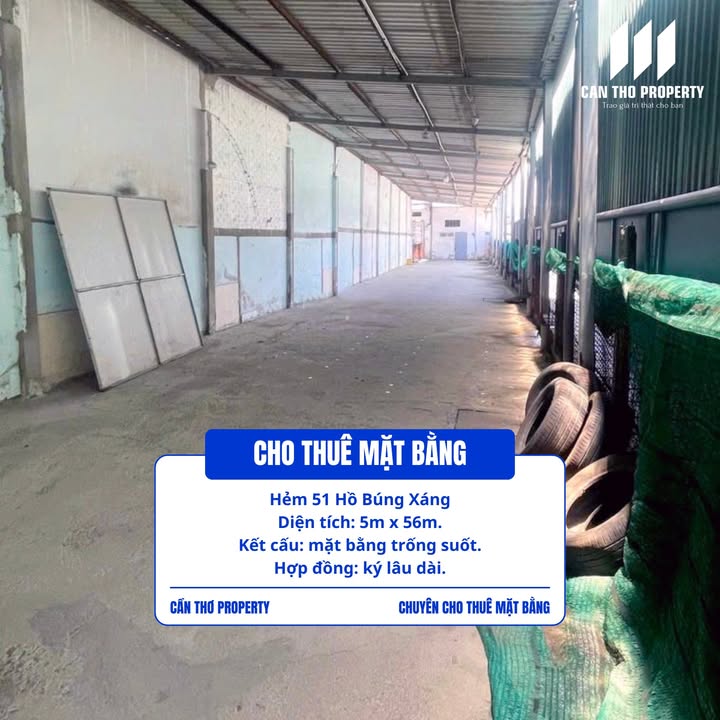Cho thuê mặt bằng hẻm 51 Hồ Búng Xáng, Ninh Kiều, Cần Thơ 279m² - Kinh doanh tự do!