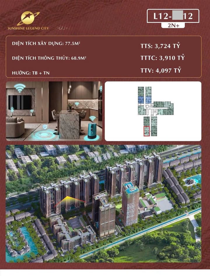 Căn hộ Sunshine Legend Văn Giang 69m² - Căn góc đẹp, giá tốt