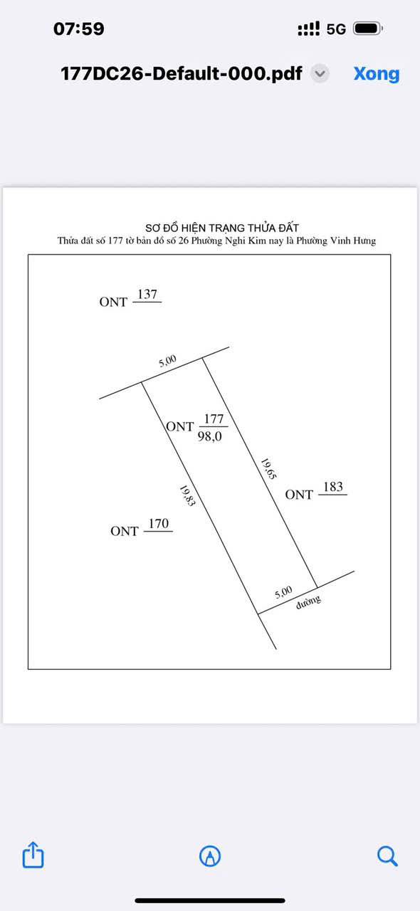 Đất nền Nghi Kim Vinh 98m² giá 1 tỷ - Gần đường nhựa lớn!