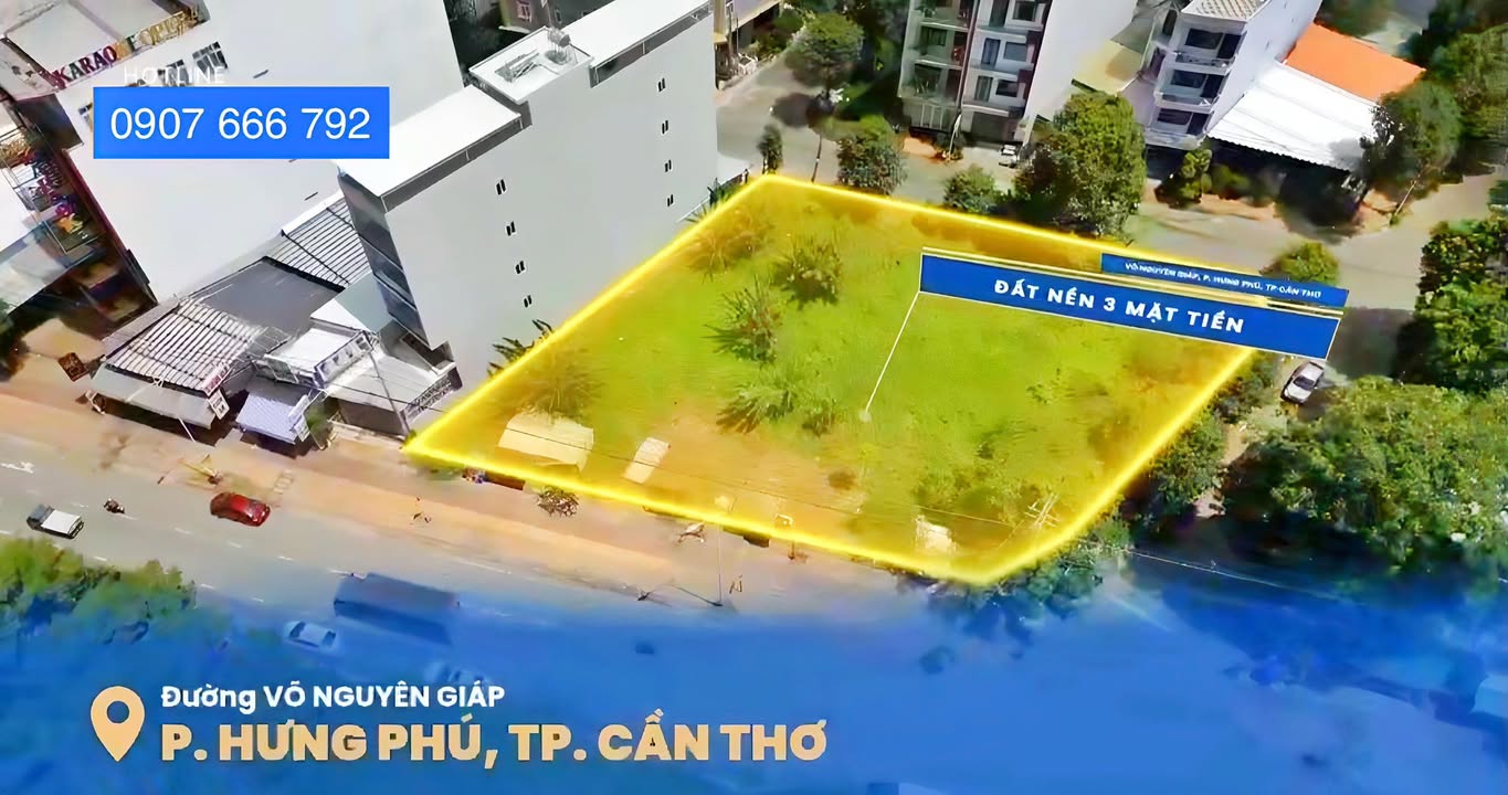 Đất 3 mặt tiền Võ Nguyên Giáp Cần Thơ 1555m² - Đầu tư cực kỳ tiềm năng!