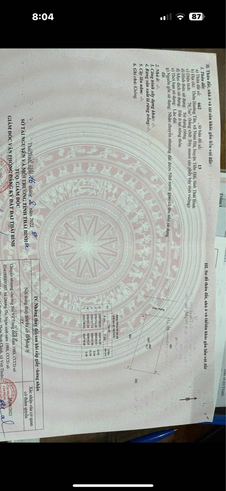 Đất thổ cư Tiền Hải Thái Bình 80m² giá chỉ 500 triệu - Cơ hội đầu tư tuyệt vời!