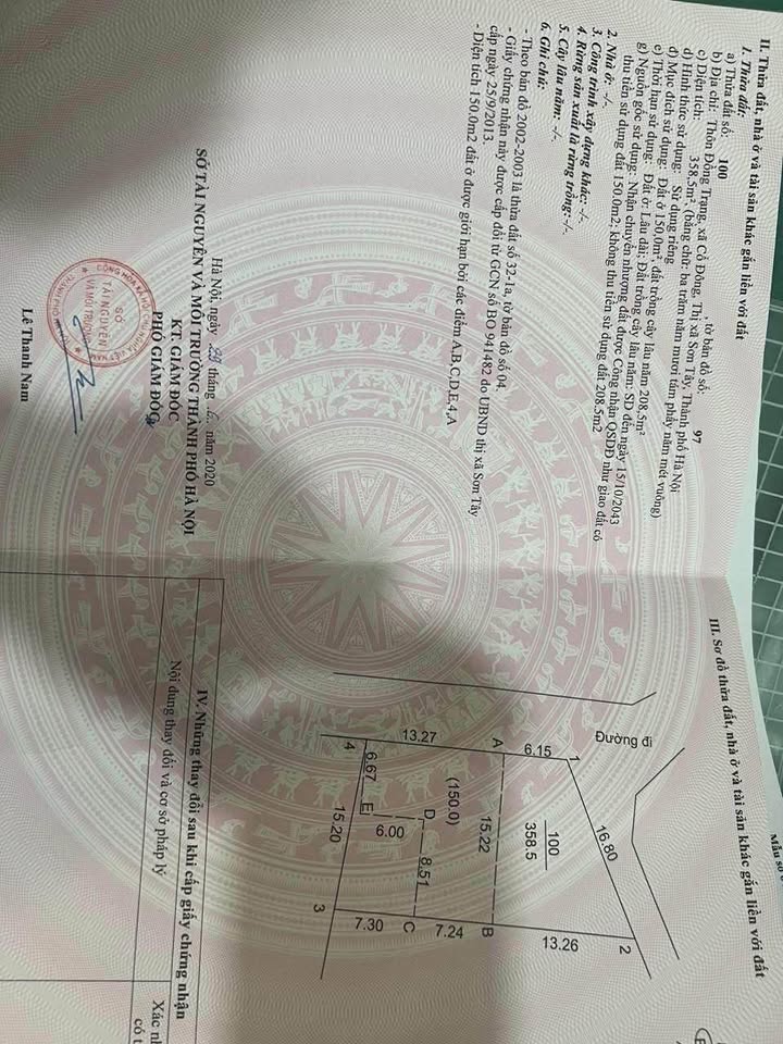 Đất nền lô góc đường Đồng Trạng, Sơn Tây 358m² - Cơ hội đầu tư sinh lời!