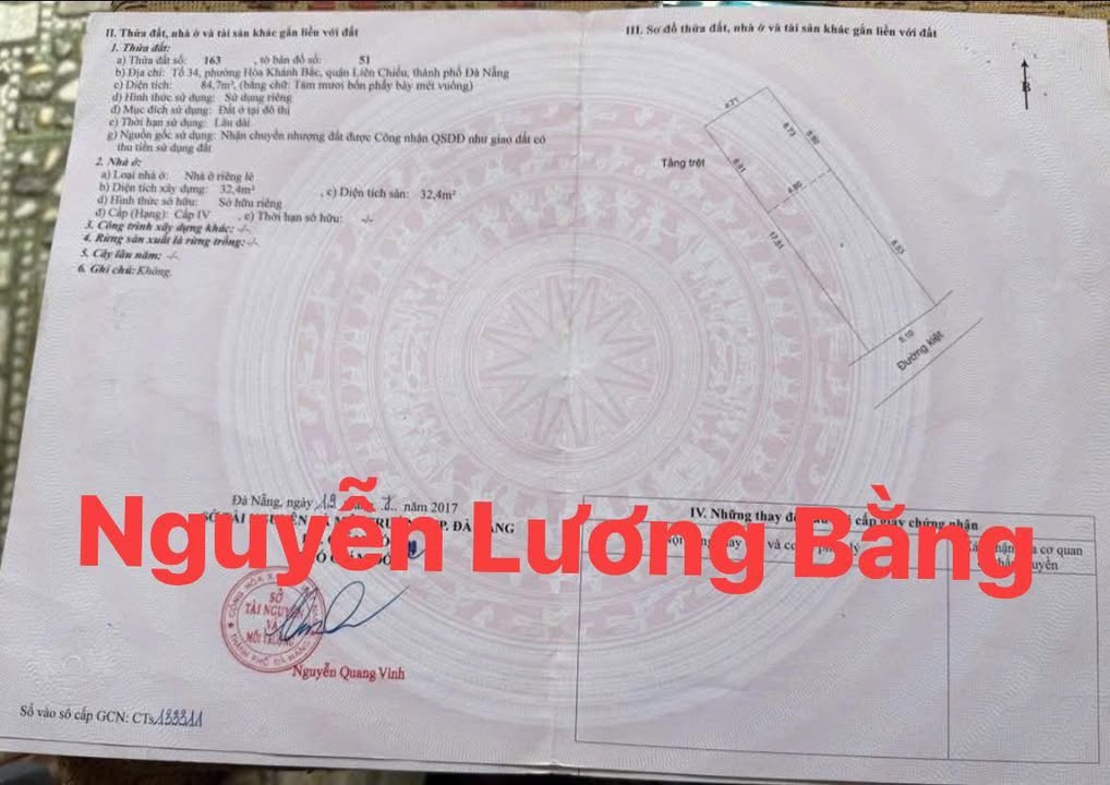 Đất kiệt 3m Nguyễn Lương Bằng, Liên Chiểu, Đà Nẵng 85m² giá 2.75 tỷ - Đầu tư sinh lời ngay!