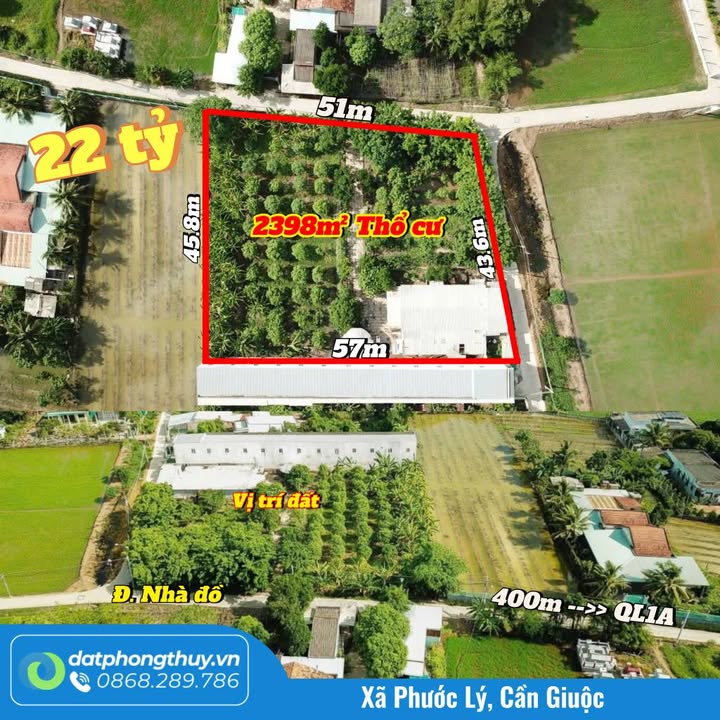 Đất 2 mặt tiền Nhà Đồ, Phước Lý, 2398m² giá 22 tỷ - Cơ hội đầu tư hấp dẫn!