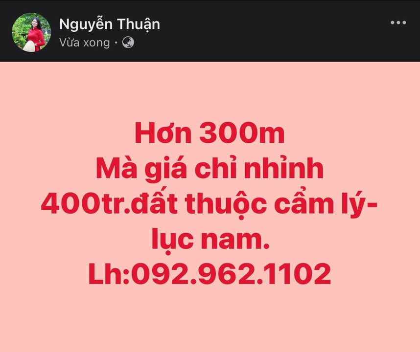 Đất nền Cẩm Lý, Lục Nam 300m² giá chỉ 400 triệu - Cơ hội đầu tư hấp dẫn!