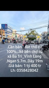 Đất thổ cư Ba Tri, Bến Tre 108m² giá 1.4 tỷ - Bán gấp, vị trí đắc địa!