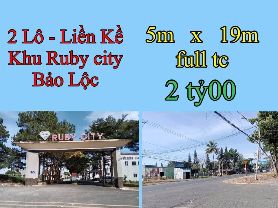 Đất liền kề Ruby City Bảo Lộc 95m² giá 2 tỷ - Đầu tư sinh lời ngay!
