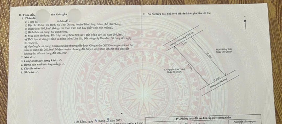 Đất nền Vinh Quang, Tiên Lãng 135m² giá 900 triệu - Sổ đỏ chính chủ!