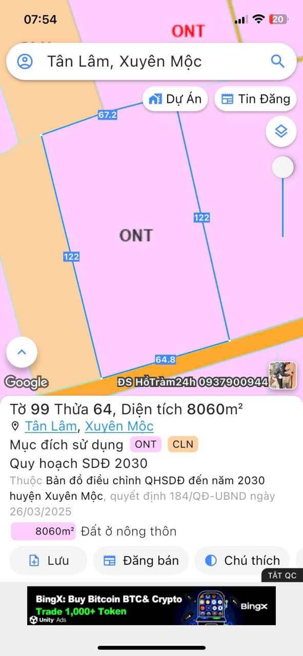 Đất nền Bàu Lâm 8000m² giá 800 triệu - Cơ hội đầu tư tuyệt vời!
